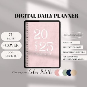 Einfacher 2025 Digitaler Planer für Ipad Undatierter Hyperlinked Planer für Goodnotes Notability Tablet Wöchentlich Monatliches Journal Pdf Herunterladbar