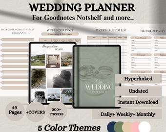 Digital Wedding Planner: Bride Organizer, Checklist (Goodnotes, iPad) (PDF Download)