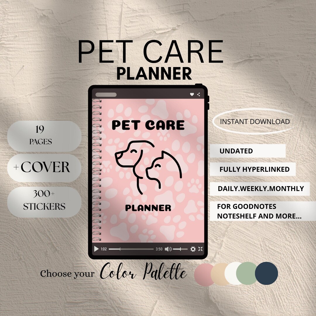 Digital Puppy Planner Dog and Cat Health Tracker Pet Sitter Organizer ...