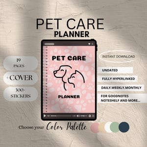 Digital Puppy Planner Dog and Cat Health Tracker Pet Sitter Organizer Vet Records and Daily Routine Log Pet Care Tracker Medicine Log ipad