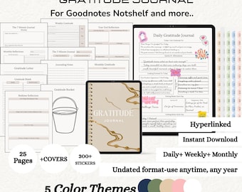 Digital Gratitude Journal for iPad – 5-Minute Daily Wellness, Affirmations, Reflections & Self-Care Log | GoodNotes PDF