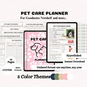 Digital Pet Daily  Routine Planner Medicine Log Vet Appointment Record Pet Sitter Organizer Pet Visit Checklist Pet Recipe Journal for Ipad