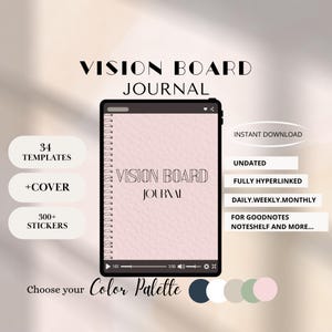 Diario de tablero de visión digital, planificador de manifestación de sueños, cuaderno de establecimiento de metas, planificador de la Ley de Atracción, rastreador de sueños para iPad
