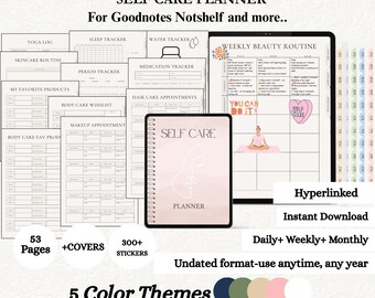 Self Care Digital Planner: Daily Reflection, Mood Tracker (Goodnotes, Notability, iPad PDF Template)