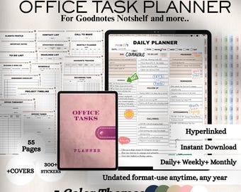 Digitaler Büroplaner: Aufgabentracker, Meetings & Termine (PDF Download für Goodnotes/iPad