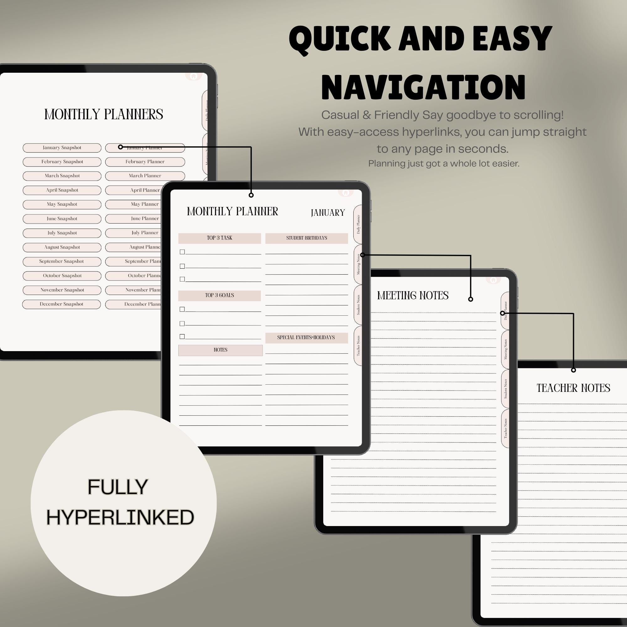 Digital Teacher Planner for Goodnotes Classroom Organizer Lesson Plan ...