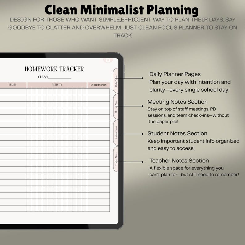 Digital Teacher Planner for Goodnotes Classroom Organizer Lesson Plan ...