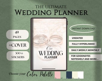 Digital Wedding Planner for ipad Bride to be Journal Wedding Preparation Tracker Simple Engagement Planner GoodNotes Wedding checklist