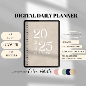 2025 Digitaler Monatsplaner Undatierter Planer für Goodnotes Einfacher Planer Täglicher Kalender Organizer Wöchentlich Monatlich & Täglich Journal für iPad