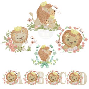 Safari Animals embroidery designs - Lion embroidery design machine embroidery pattern - Lion and Cub Alphabet Art Nursery Decor Kids