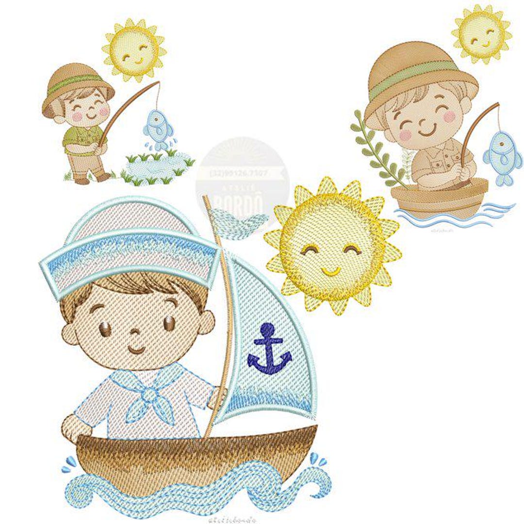 Boy Sailor and Little Fisherman Embroidery Designs – Nautical Machine  Embroidery Pattern – Fisher Boy File – Instant Digital Download - Etsy, image size:1080x1080