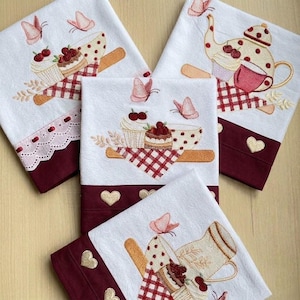 Teapot and Cup Kitchen Embroidery Designs – 5 Light Stitch Patterns – 3 Sizes – Easy to Stitch