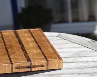 High-quality end grain cutting board made of oak and walnut, end grain cutting board, charcuterie board - chopping board - cutting board