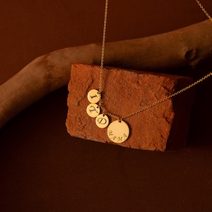 Dainty Mama Necklace with Kids Initials, 14K Gold Initial Necklace, Personalized Mom Necklace, Custom Gift for Mom, Mother&#39;s Day Gift