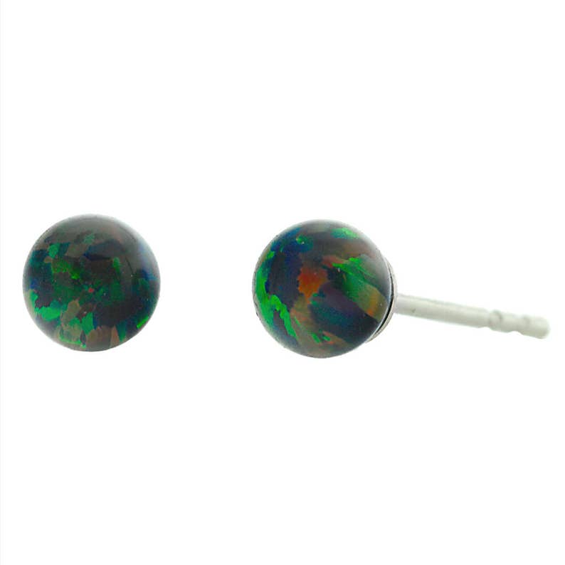 4mm Black Australian Opal Ball Stud Post Earrings Solid 925 Etsy