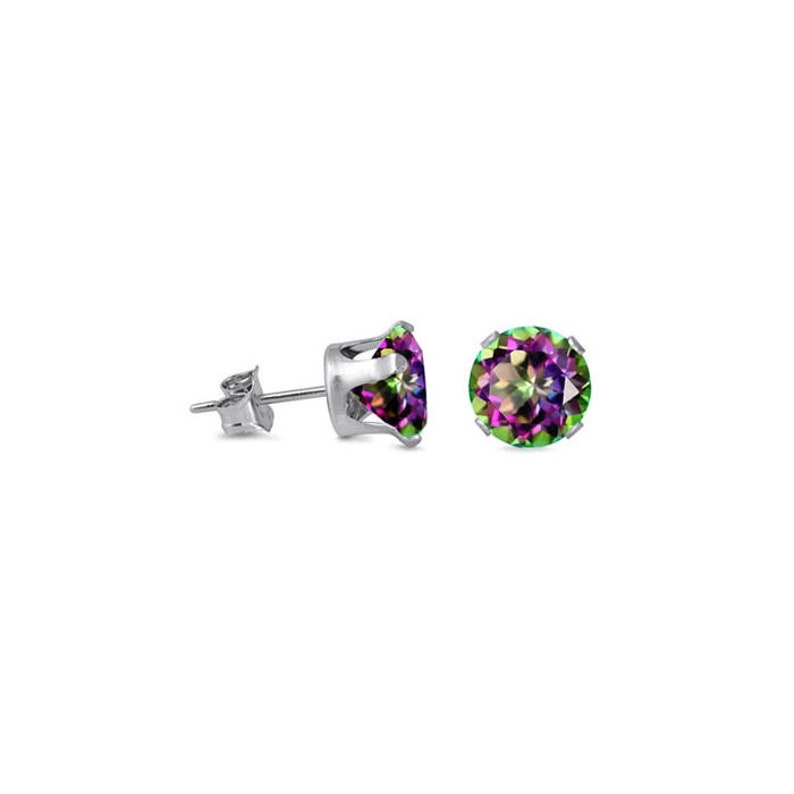 Rainbow Mystic Topaz Multi-colour Silver Earrings.