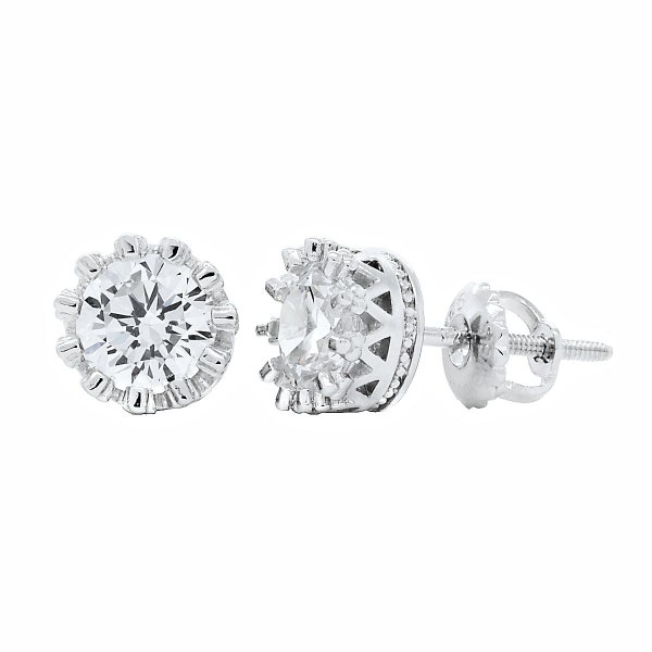 Austin 5mm 1.0ct Brilliant-cut Russian Ice on Fire Diamond CZ Screw Back Stud Earrings Solid 925 Sterling Silver, JEX30315-1039