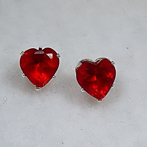 8mm 4.0 carats Heart Cut Red Fire Garnet CZ Stud Post | Etsy