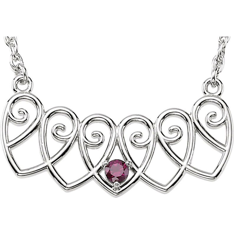 Family Birthstone Chain of Hearts Design Pendant 925 Silver Etsy