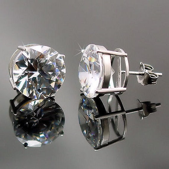 Big Diamond Earrings, 14K White Gold Diamond Cluster Earrings, Diamond Stud  Earrings, Diamond Button Earrings - Etsy