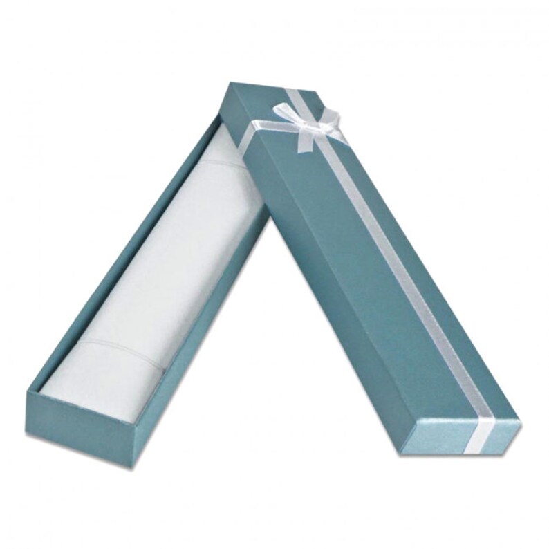 Teal Blue Ribbon Jewelry Gift Box Bridal Gift Box Paper Box Etsy