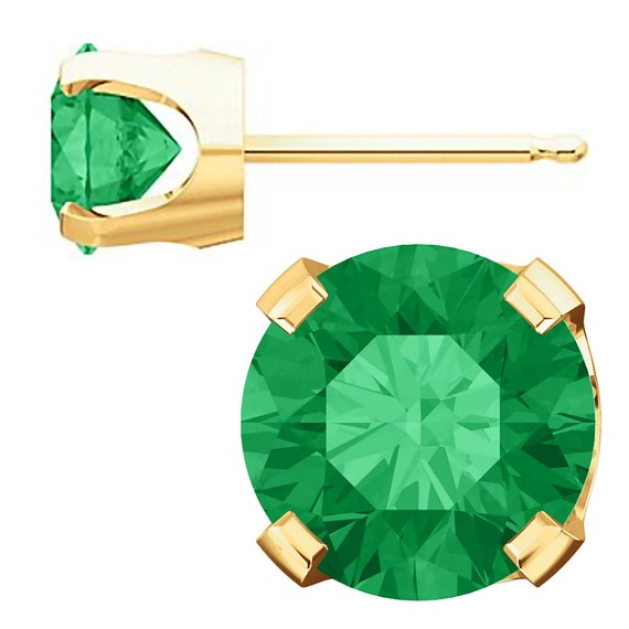 14k Gold Butterfly Backings /& Sterling Silver Basket Settings Tear Drop Pear Shape Simulated Emerald Cubic Zirconia Stud Earrings 0.50ctw