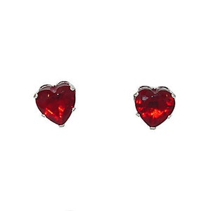 0.5 carat Heart Cut Red Fire Garnet CZ 4mm Stud Post Earrings 925 Sterling Silver, SDI30254-0431 image 2