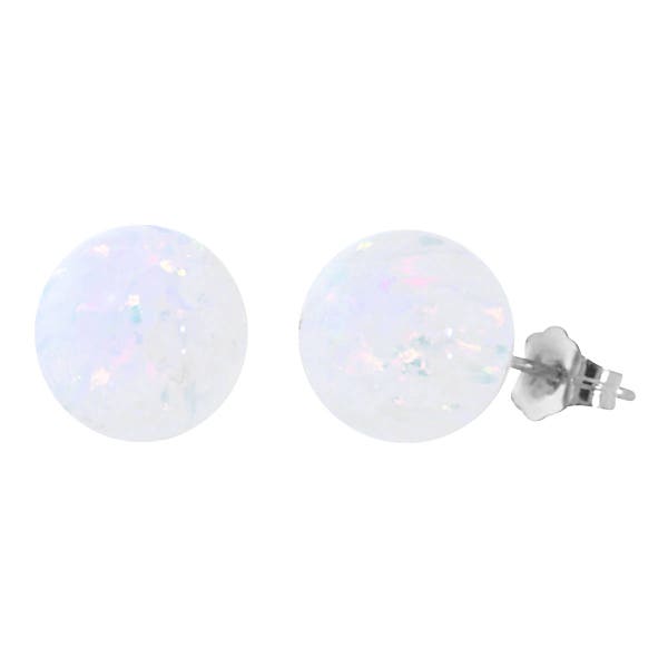 Lorraine: 4 5 6 8 10 12 mm Fiery White Opal Ball Stud Earrings, Silver Opal Earrings, White Opal Stud Earrings, Australian Opal Earrings