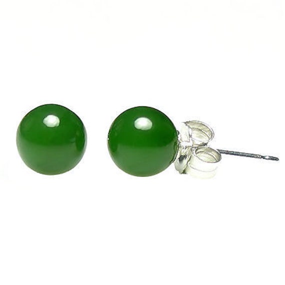 AAA Natural Green Jade Diamond Earrings Solid 925 Sterling Silver Women Jewelry