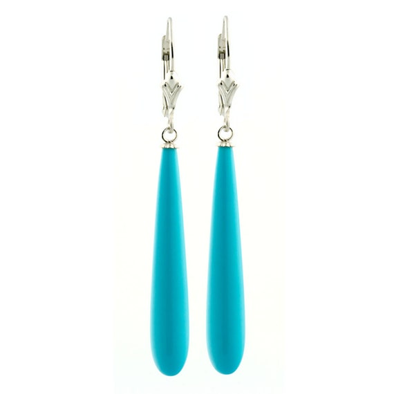 Sleeping Beauty Turquoise Lever Back Earring in Sterling Silver, For Women  Gift