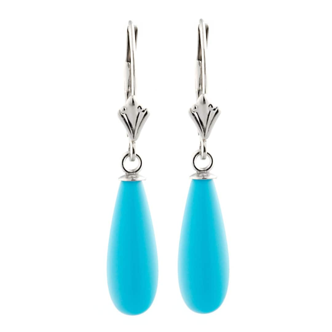 16mm Sleeping Beauty Turquoise Teardrop Leverback Earrings - Etsy