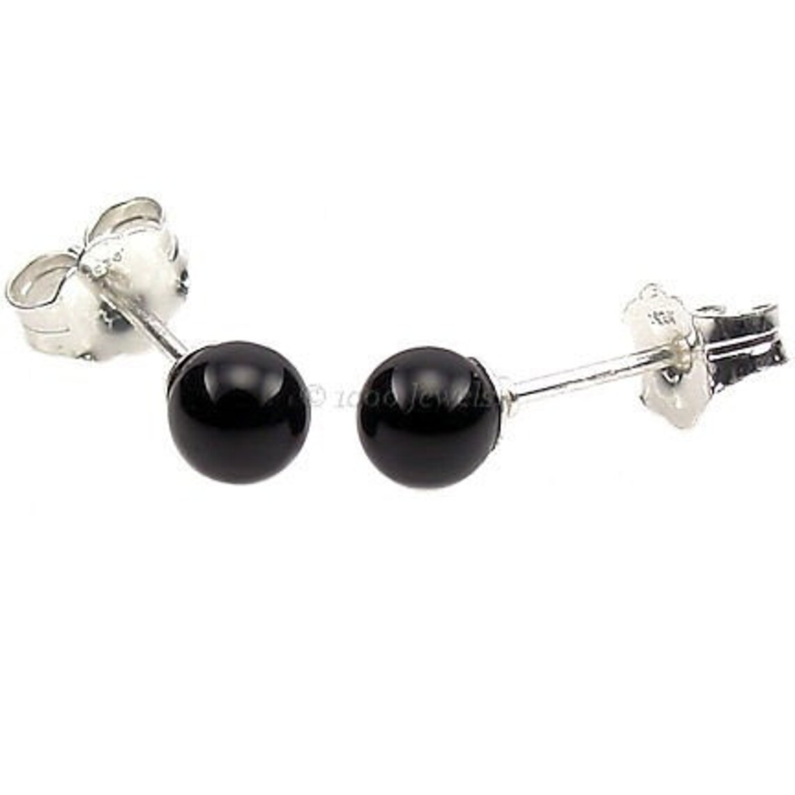 4mm Natural Black Onyx Ball Stud Post Earrings Solid 925 Etsy