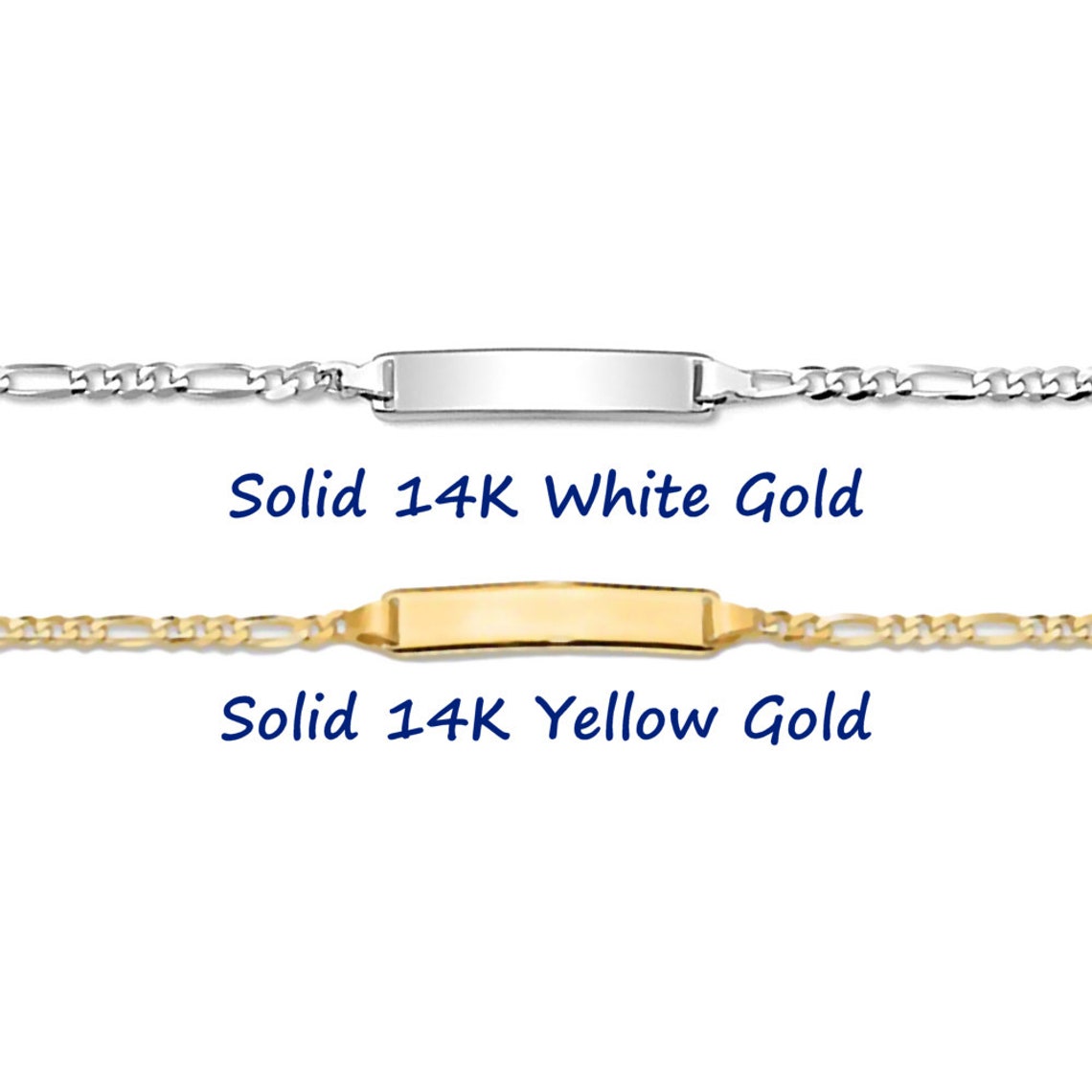 Personalized Solid 14K Gold ID Bracelet Engravable Custom Etsy