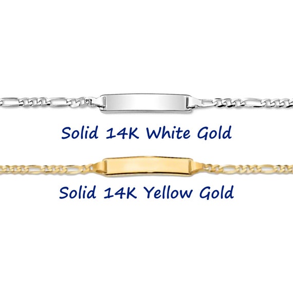 Personalized Solid 14K Gold ID Bracelet Engravable Custom Etsy