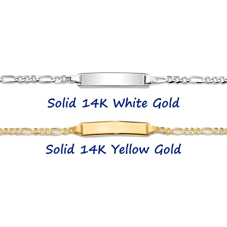 Personalized Solid 14K Gold ID Bracelet Engravable Custom Etsy