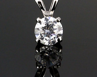 5mm 0.50 carat Brilliant Cut Russian Ice Diamond CZ Solitaire Pendant 925 Silver, SMS60165-0095