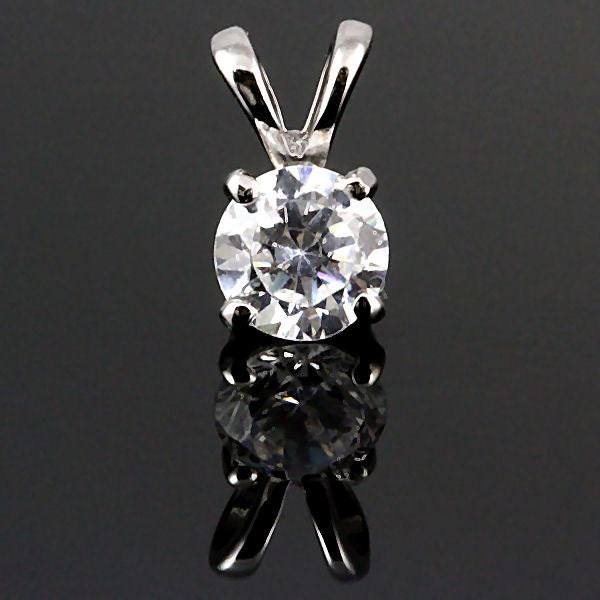 5mm 0.50 carat Brilliant Cut Russian Ice Diamond CZ Solitaire Pendant 925 Silver, SMS60165-0095