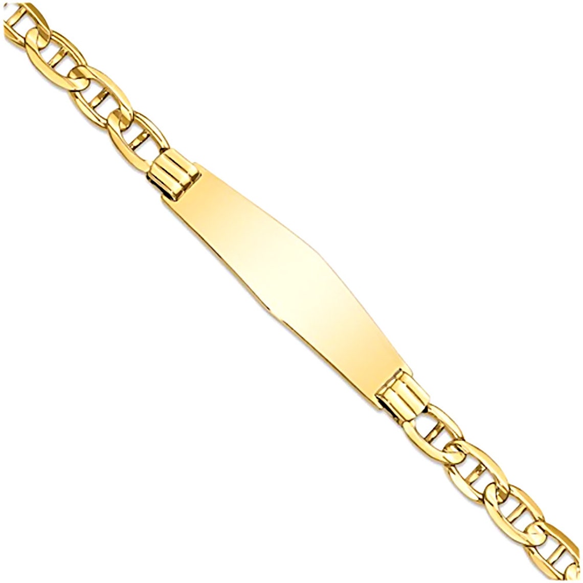 Personally Engraved Solid 14K Yellow Gold ID Bracelet - Etsy