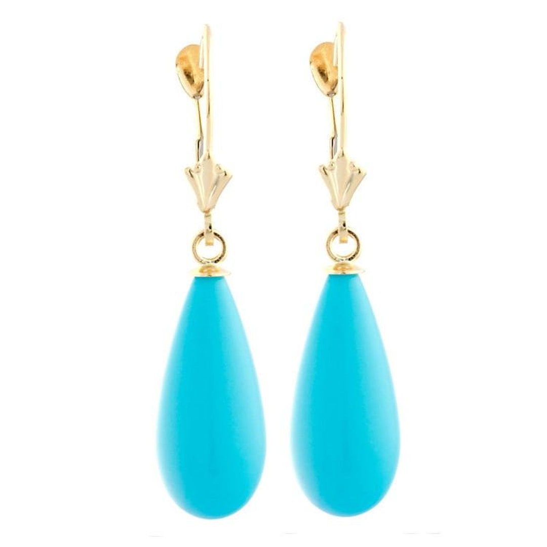 18mm Sleeping Beauty Turquoise Lever Back Earrings 14-20 Gold - Etsy