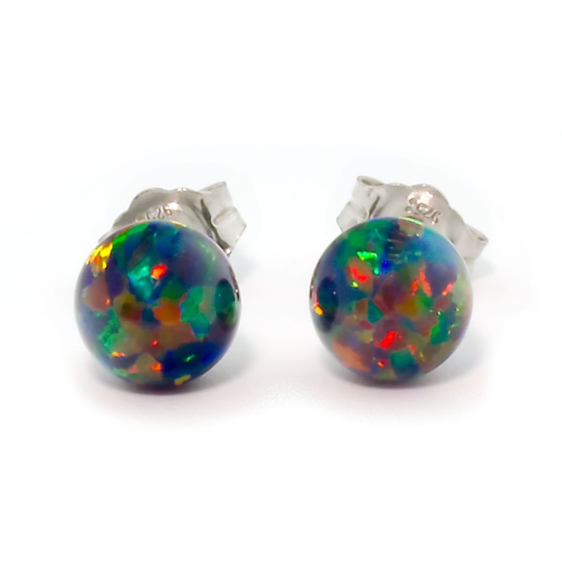 6mm Black Australian Opal Ball Stud Post Earrings Solid 925 Etsy