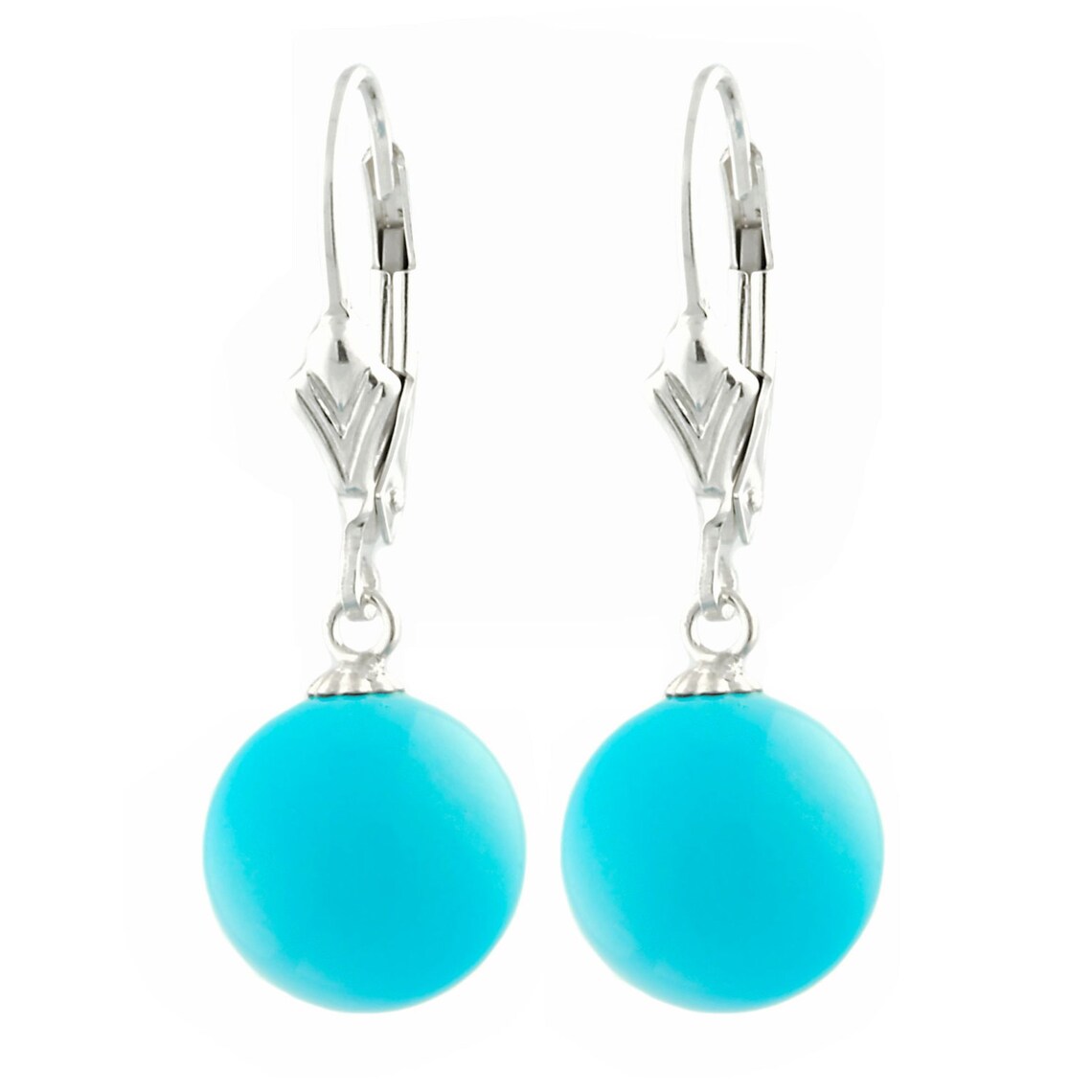8mm Sleeping Beauty Turquoise Ball Drop Leverback Earrings Etsy