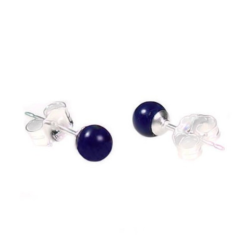 4mm Natural Lapis Lazuli Ball Stud Post Earrings Solid 925 - Etsy