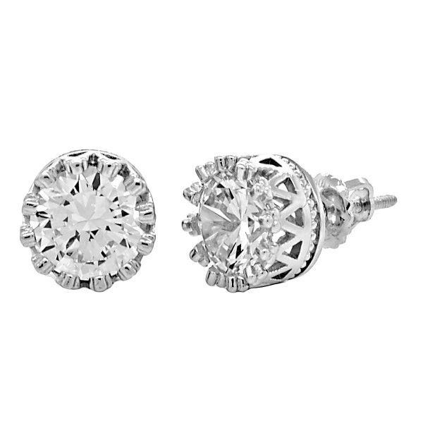 Austin 8mm 4.0ct Brilliant-cut Russian Ice on Fire Diamond CZ Screw Back Stud Earrings Solid 925 Sterling Silver, JEX30318-3247A