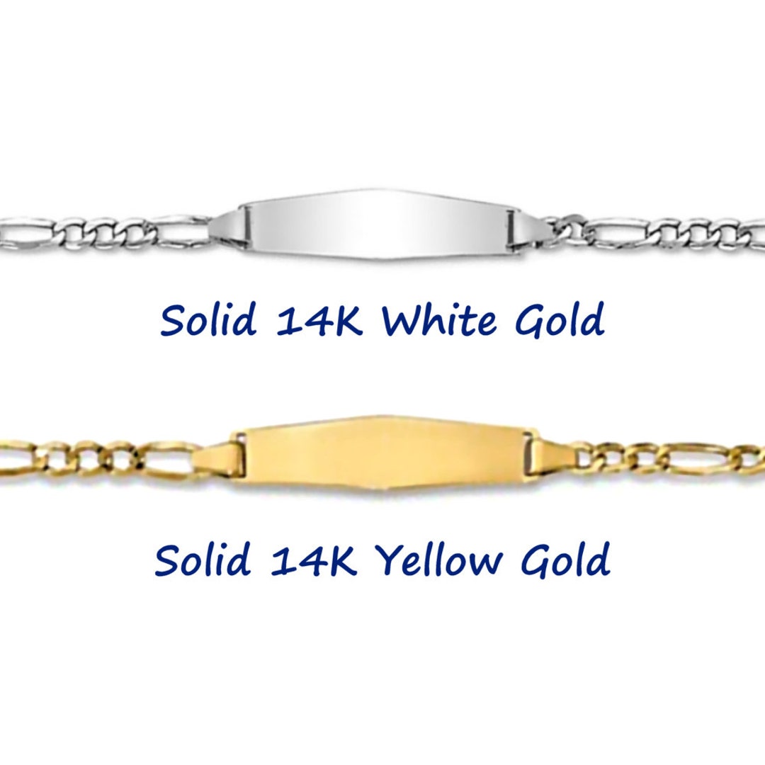 Personally Engraved Solid 14K Gold ID Bracelet Customized Etsy