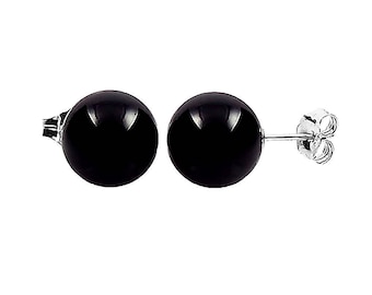 Round & Star Shape Earring Melon Ball Earring Dangle Drop Earring~Silver Melon Earring~High Silver Pierced Earring Black Onyx Stone Earring