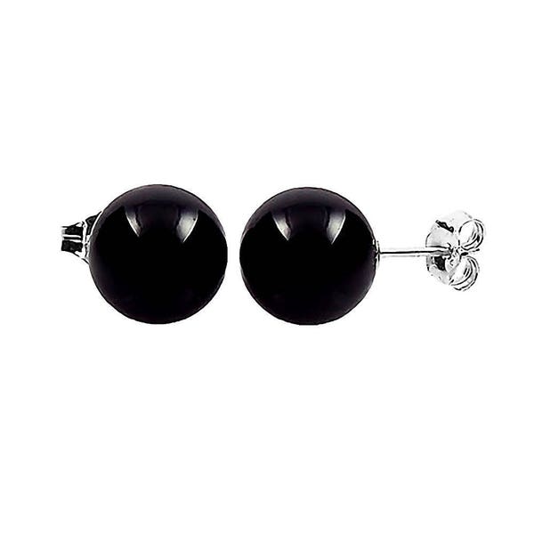 Silver Black Onyx Earrings, Ball Stud Earrings, 925 Sterling Silver Posts, Onyx Ball Studs, Black Onyx Studs, Black Earrings, Silver Earring