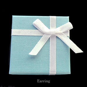 Teal Blue Ribbon Jewelry Gift Box, Bridal Gift Box, Paper Box, Earring Box, Necklace Box, Ring Box, Bracelet Box, Bridesmaid Jewelry Boxes image 1