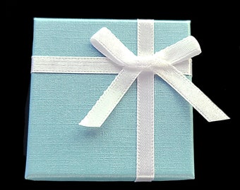 Teal Blue Ribbon Jewelry Gift Box, Bridal Gift Box, Paper Box, Earring Box, Necklace Box, Ring Box, Bracelet Box, Bridesmaid Jewelry Boxes