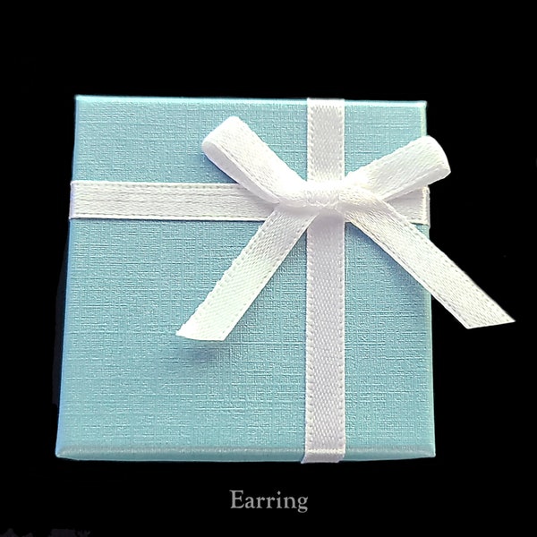 Teal Blue Ribbon Jewelry Gift Box, Bridal Gift Box, Paper Box, Earring Box, Necklace Box, Ring Box, Bracelet Box, Bridesmaid Jewelry Boxes