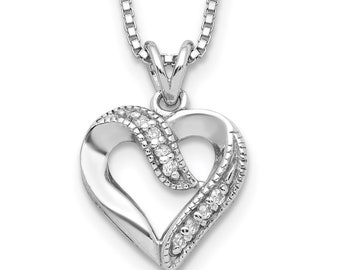 Ice on Fire CZ Promise Heart Pendant Necklace, Solid 925 Sterling Silver, Heart Shaped Pendant, Valentines Day Gift, Endless Love Design